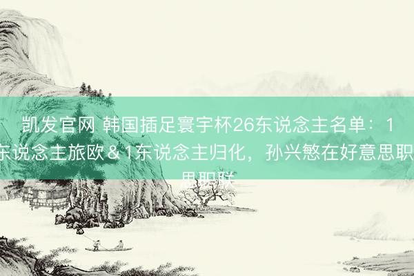 凯发官网 韩国插足寰宇杯26东说念主名单：15东说念主旅欧＆1东说念主归化，孙兴慜在好意思职联