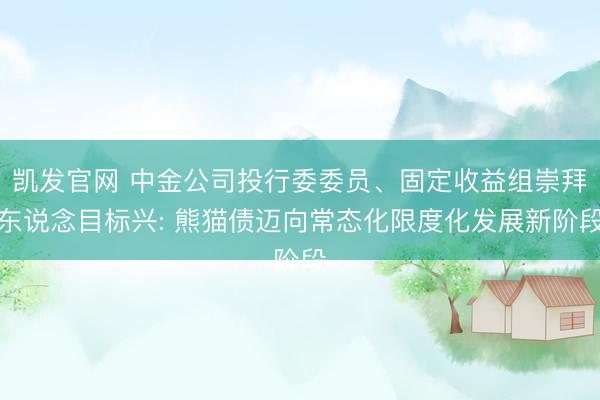 凯发官网 中金公司投行委委员、固定收益组崇拜东说念目标兴: 熊猫债迈向常态化限度化发展新阶段