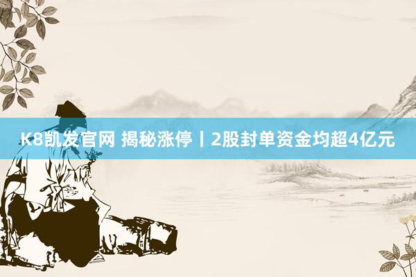 K8凯发官网 揭秘涨停丨2股封单资金均超4亿元